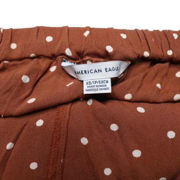 American Eagle Brown Polka Dot Faux Wrap Shorts, size Extra Small - Picture 5 of 10